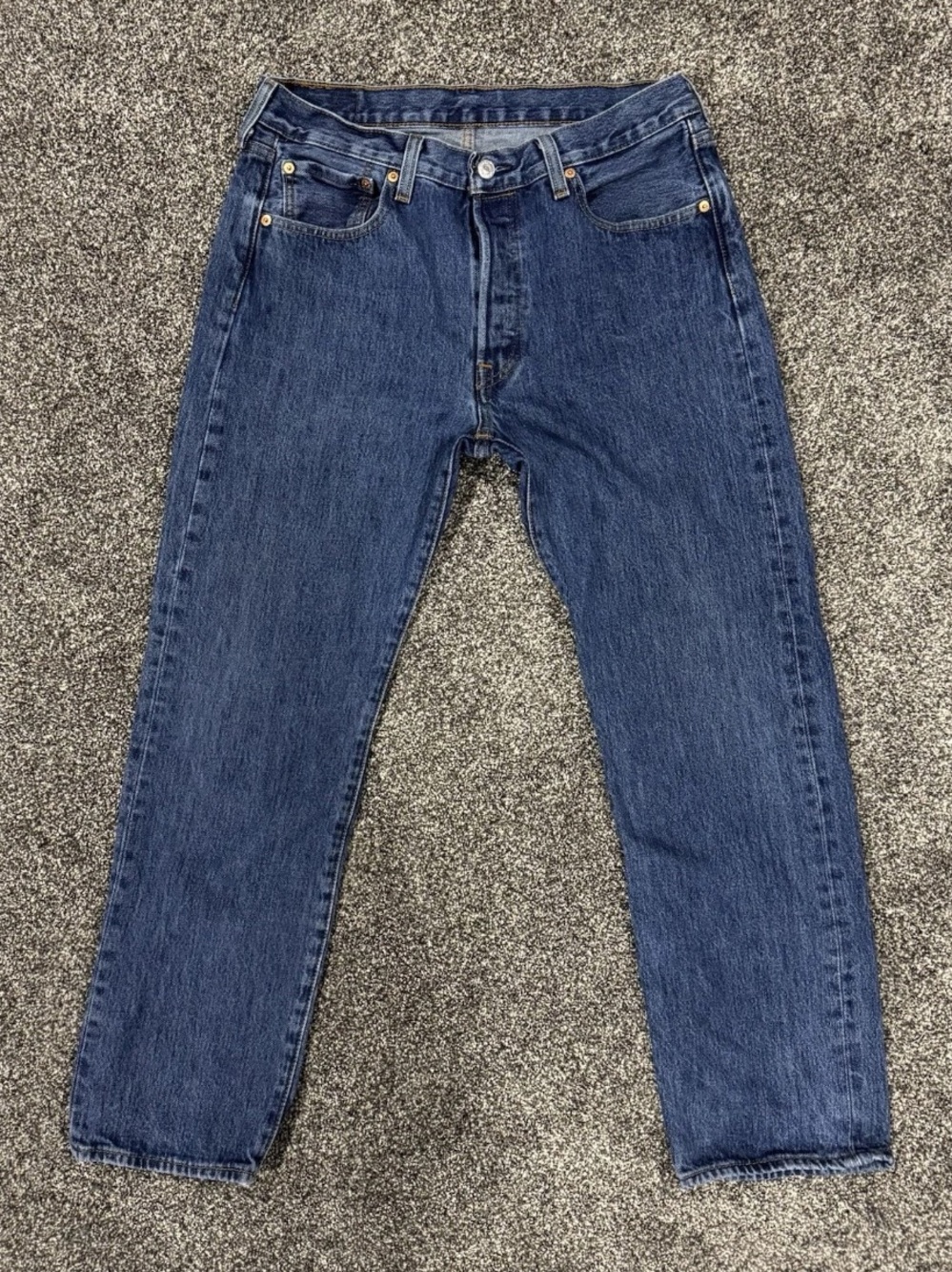 Levis Jeans Mens 32x30 Blue 501 Original Straight Mid Rise Button Fly Dark Wash